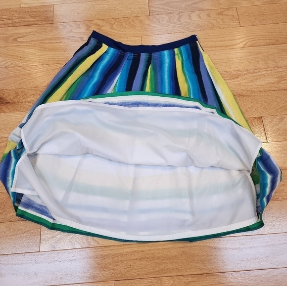 Calvin Klein Multicolored A-Line Lined Striped Knee Length Skirt Women's Size 6 - Picture 7 of 9